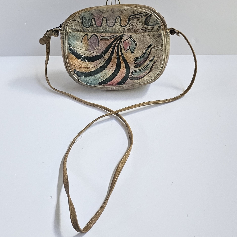 Vintage Botary Handpainted Leather Shoulder Bag Crossbody Genuine Leather